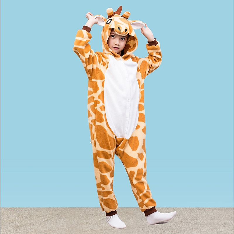 Kigurumi Pajamas Giraffe Onesie Pajamas Polar Fleece Yellow Cosplay For Boys and