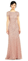 Adrianna Papell Antique Rose Scoop Back Sequin Gown Formal Dress Petites... - $246.61