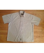 Timberland Men&#39;s Tan /Beige Collard Button Down Short Sleeve Shirt Size ... - $12.86