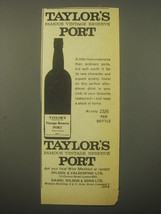 1965 Taylor's Vintage Reserve Port Advertisement - $14.99