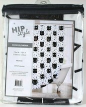 1 Ct HipStyle Raleigh 72" X 72" Norman 100% Polyester Black Cat Shower Curtain image 2