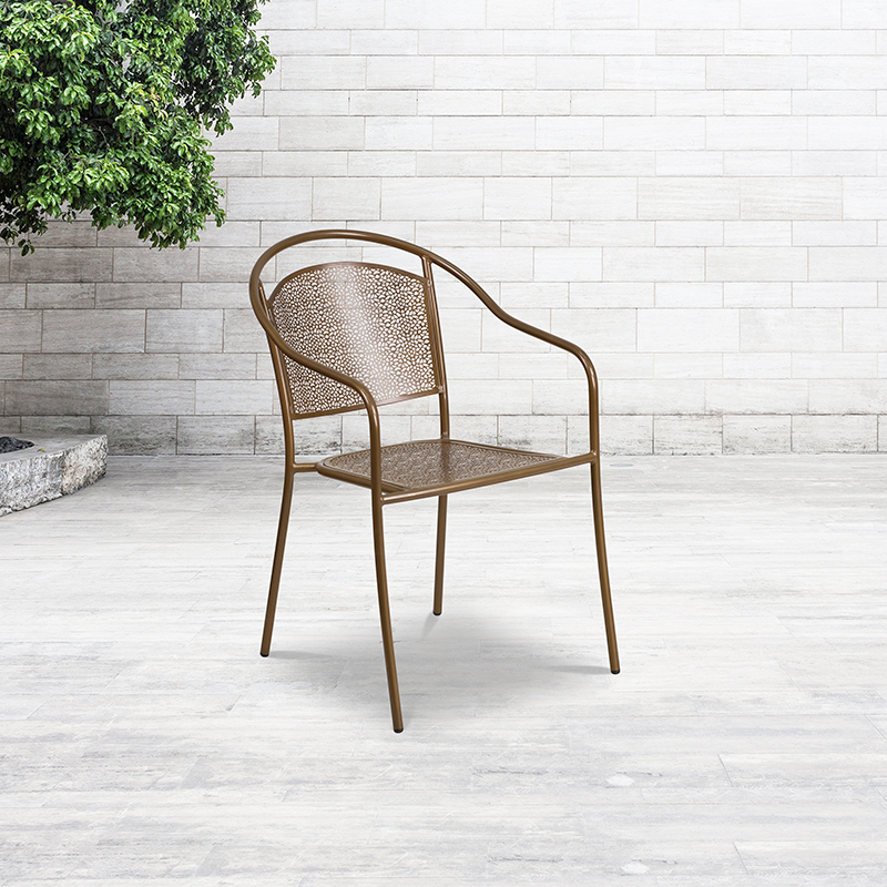 Gold Round Back Patio Chair CO-3-GD-GG