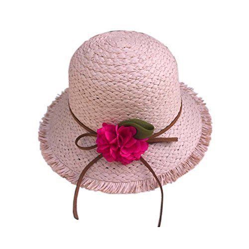 George Jimmy Stylish Kids Summer Straw Hat Beach Sun Protection Hats for Girls,