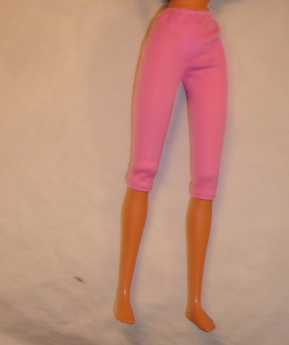 BLACK SPANDEX CAPRI PANTS with a PINK WAISTBAND for  BARBIE DOLL