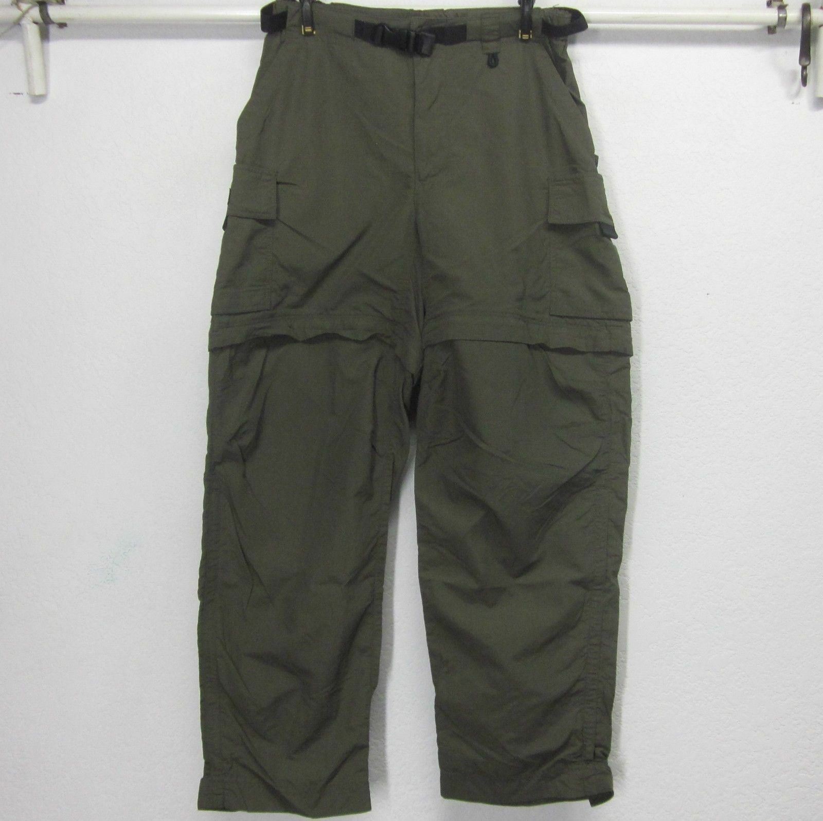 REI WOMENS 4P W25 L27 GREEN NYLON CARGO PANTS 7 POCKETS UPF 30 ...