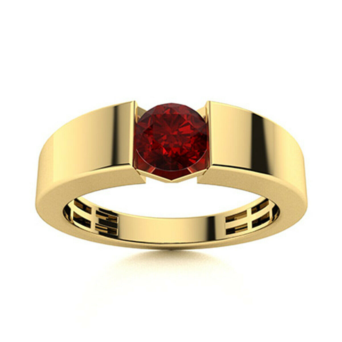 0.50 Ctw Round Garnet 9K Yellow Gold Handmade Ring Jewelry Gift