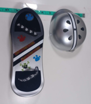 Build-A-Bear Silver Grey Skateboard with helmet used with sticker on board - $14.85