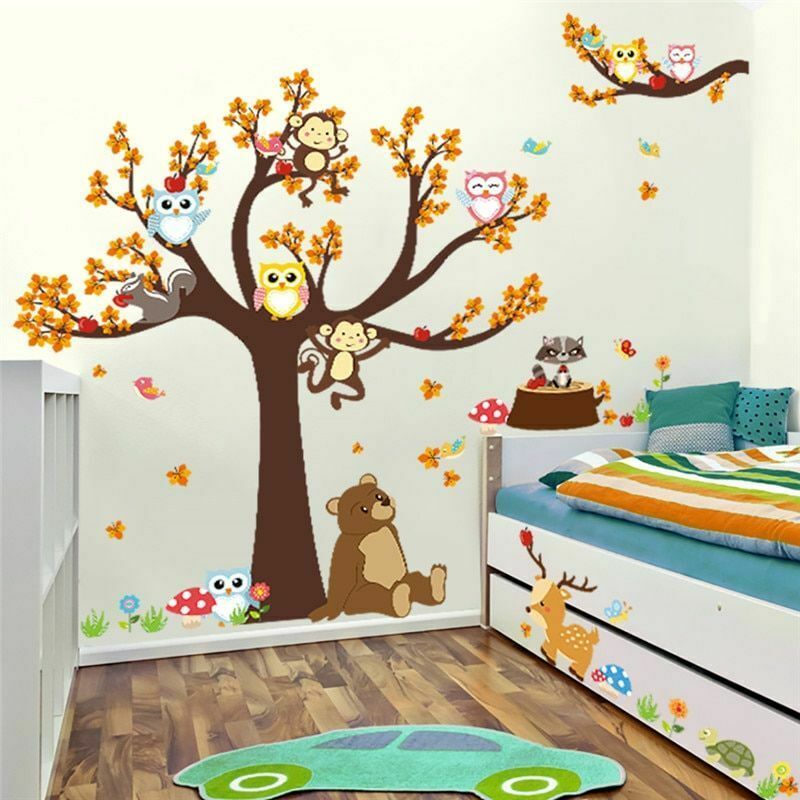 Cute Animal DIY Cartoon Bear Wall Stickers for Kids Room Door Decals Decor WA