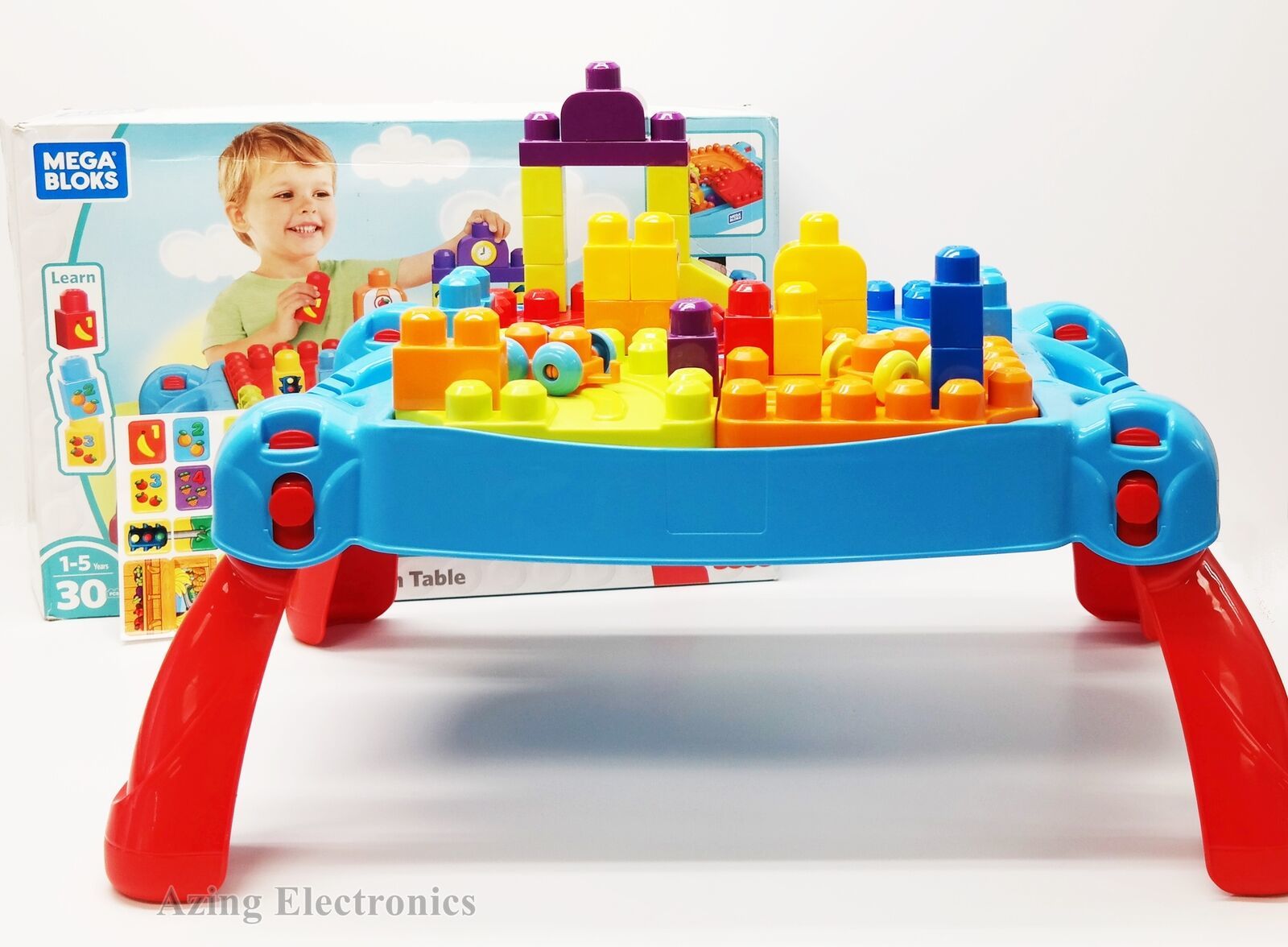 Fisher-Price Mega Bloks Build 'N Learn Table 30-Piece Block Play Set - Mega Bloks