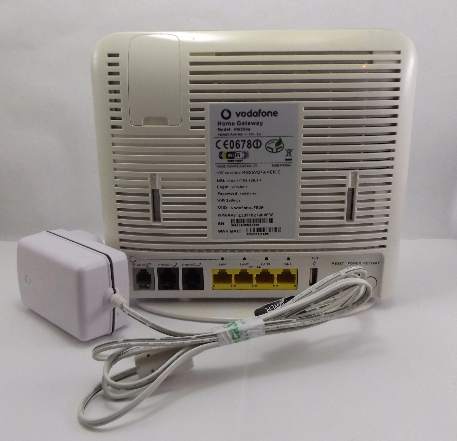 Vodafone Huawei HG556A ADSL Modem Wifi Wireless Gateway Router