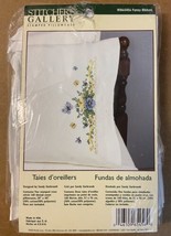 Stitchers Gallery Pansy Ribbon 2 Standard Sized Pillow Cases to Embroide... - $15.77