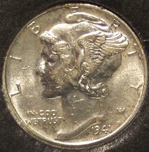 1941-D Mercury Silver Dime Gem BU FSB #0252 - $26.99
