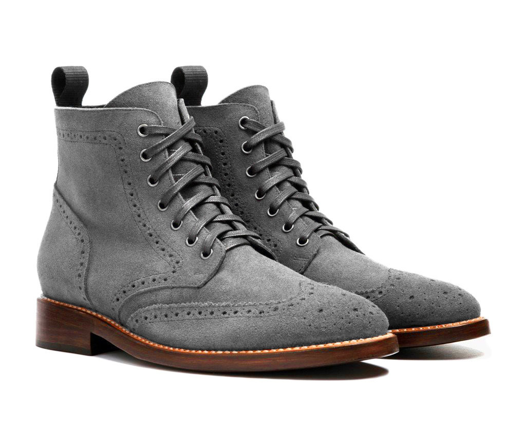 Handmade Men Gray Wingtip Ankle High Suede Leather Boot Brogue Casual ...