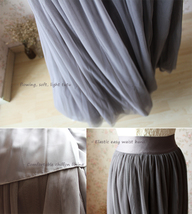 Floor Length Bridesmaid Tulle Skirt Gray Black White Long Tulle Skirt Plus Size image 13