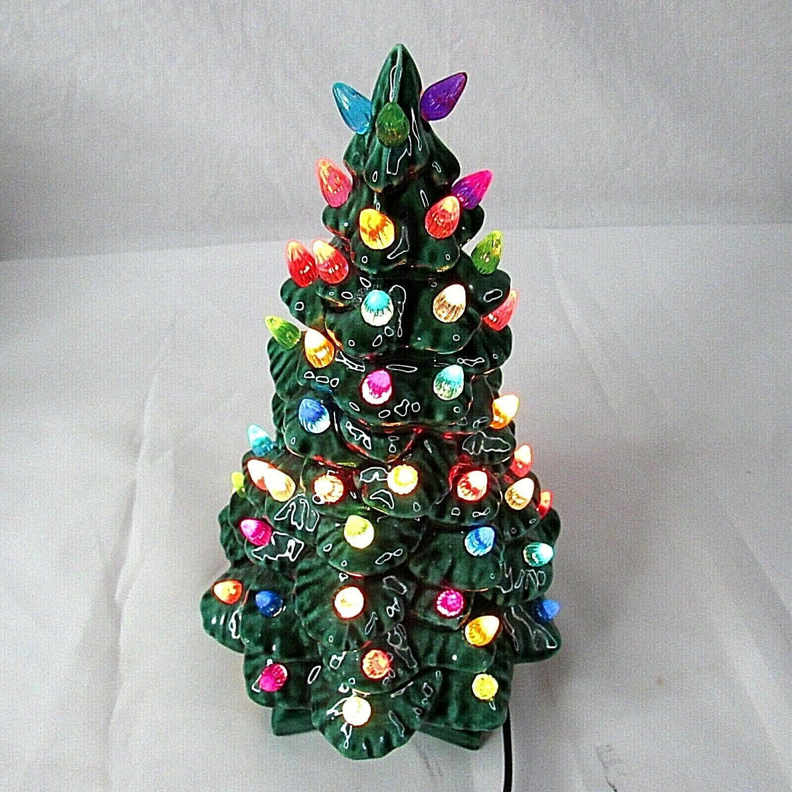 Ceramic Light Up Christmas Tree with Base Pins Pegs RN D Nicola 1966