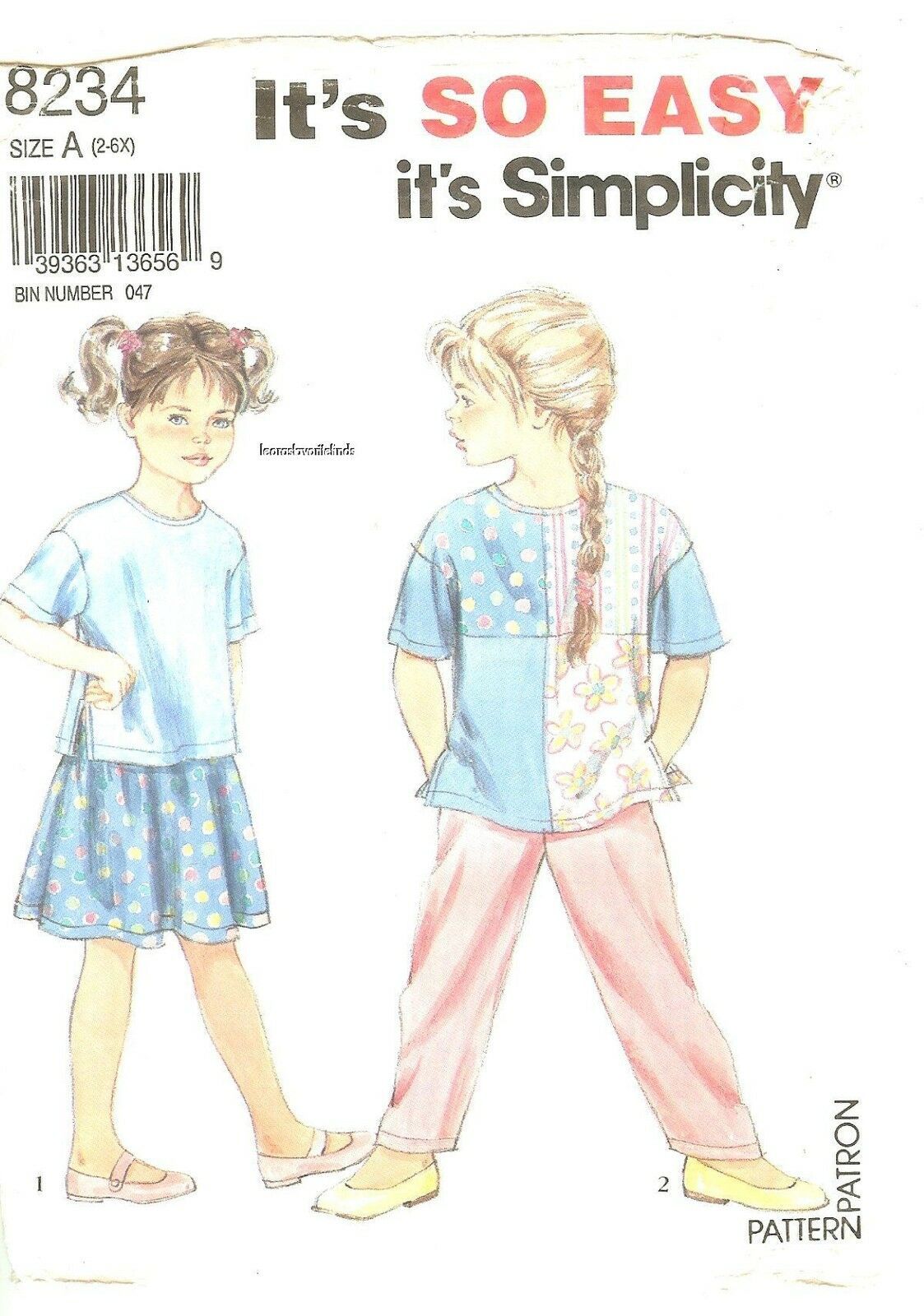Primary image for Simplicity 8234 Child's Shirt, Pants & Skirt Size 2,3,4,5,6,6X UNCUT FF