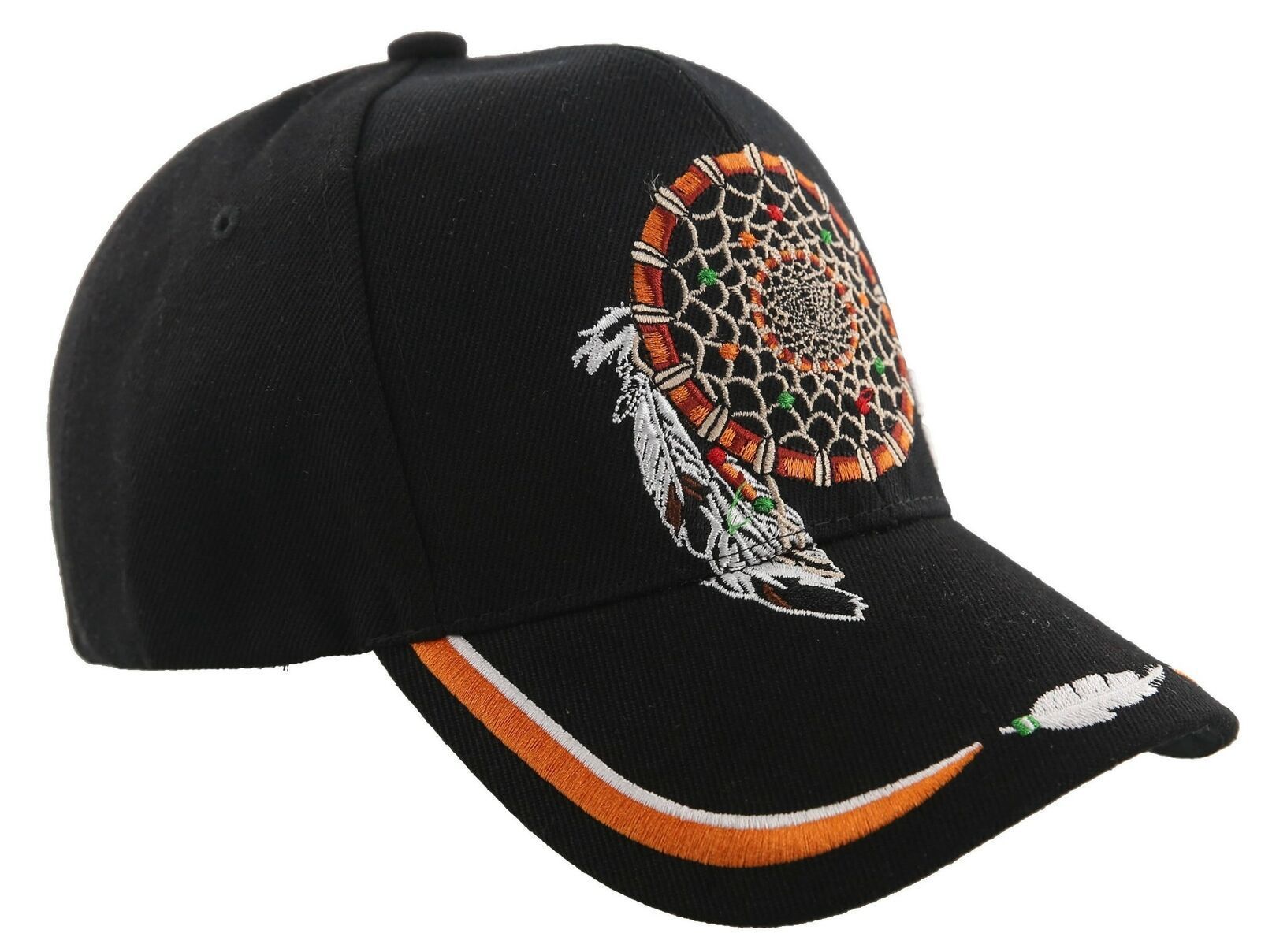 NATIVE PRIDE DREAM CATCHER FEATHER CAP HAT BLACK Men's Hats
