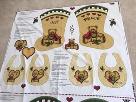 TEDDY BEAR STOCKINGS &amp; BIBS  by ANGELA ANDERSON for VIP CRANSTON -  FABR... - $9.36