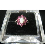 OPAL Cabochon and Rhodolite GARNET Gemstones RING in Sterling Silver - S... - $75.00