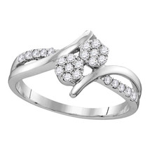 14k White Gold Round Diamond Double Cluster Bridal Wedding Engagement Ring - $500.00