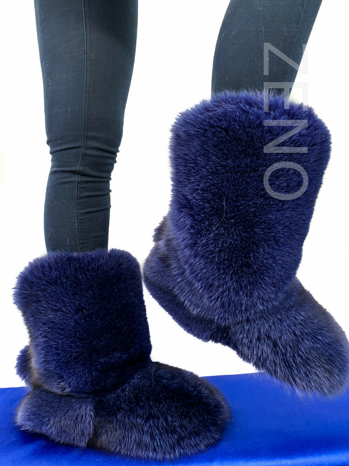 Double-Sided Blue Fox Fur Boots For Outdoor Eskimo Fur Boots Blue ...