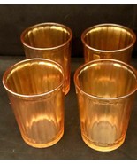 Marigold Carnival Mid Century 6 OZ Glass Juice Glasses (4) 3-5/8&quot; - $26.00