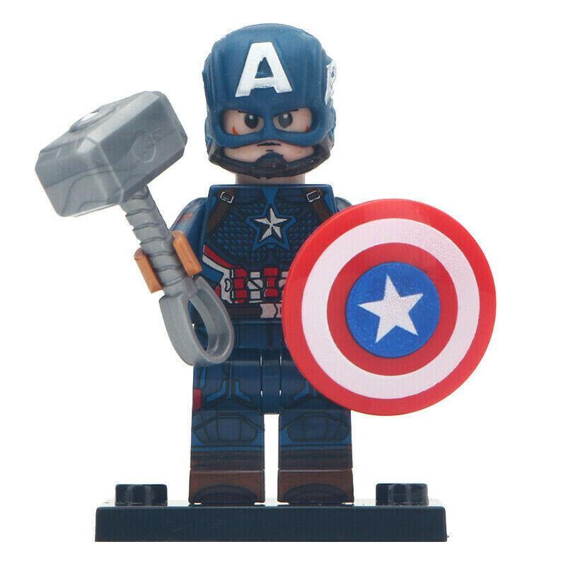 Captain America (Worthy) Marvel Avengers Endgame Lego Minifigure Include Mjolnir - Figures