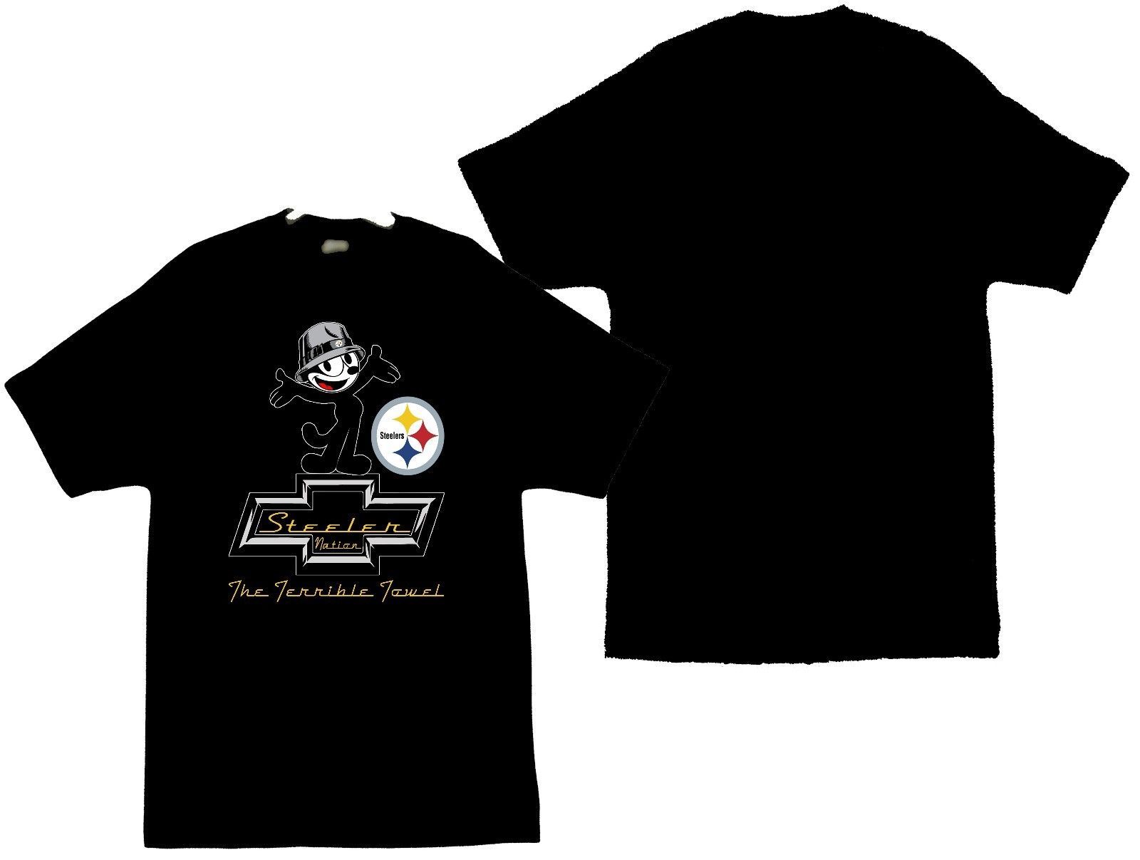 Felix The Cat Chevrolet With The Steelers Logo Men's T-Shirts Size (S thru 4XL)