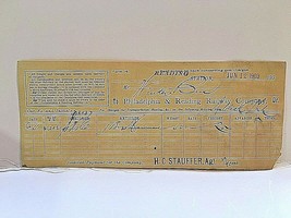 Vintage 1903 Freight Bill from Philadelphia &amp; Reading Railway Co., PA.  ... - $9.49