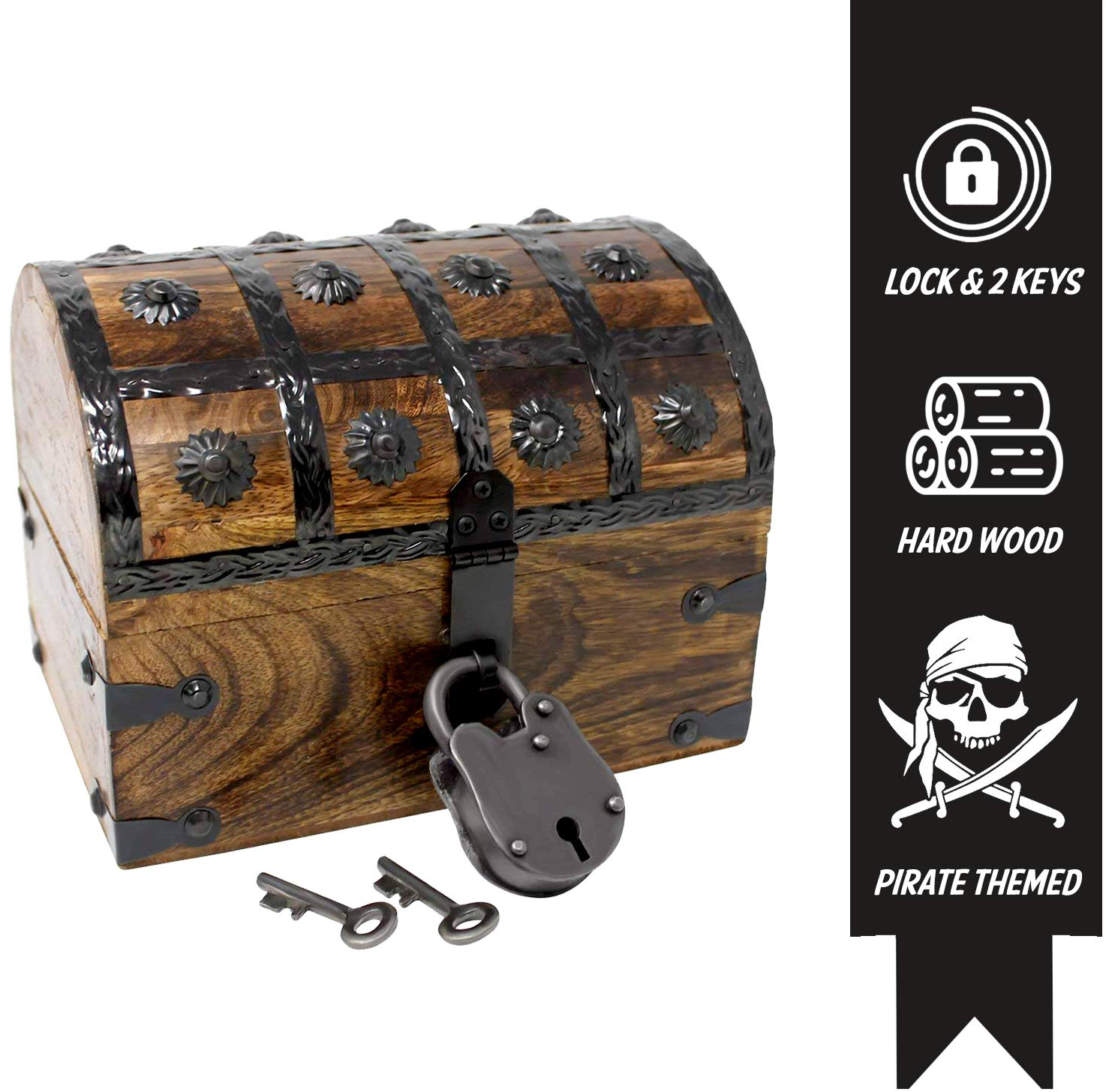 Nautical Cove Pirate Treasure Chest With Iron Lock And Skeleton Key Storage An Locks, Keys