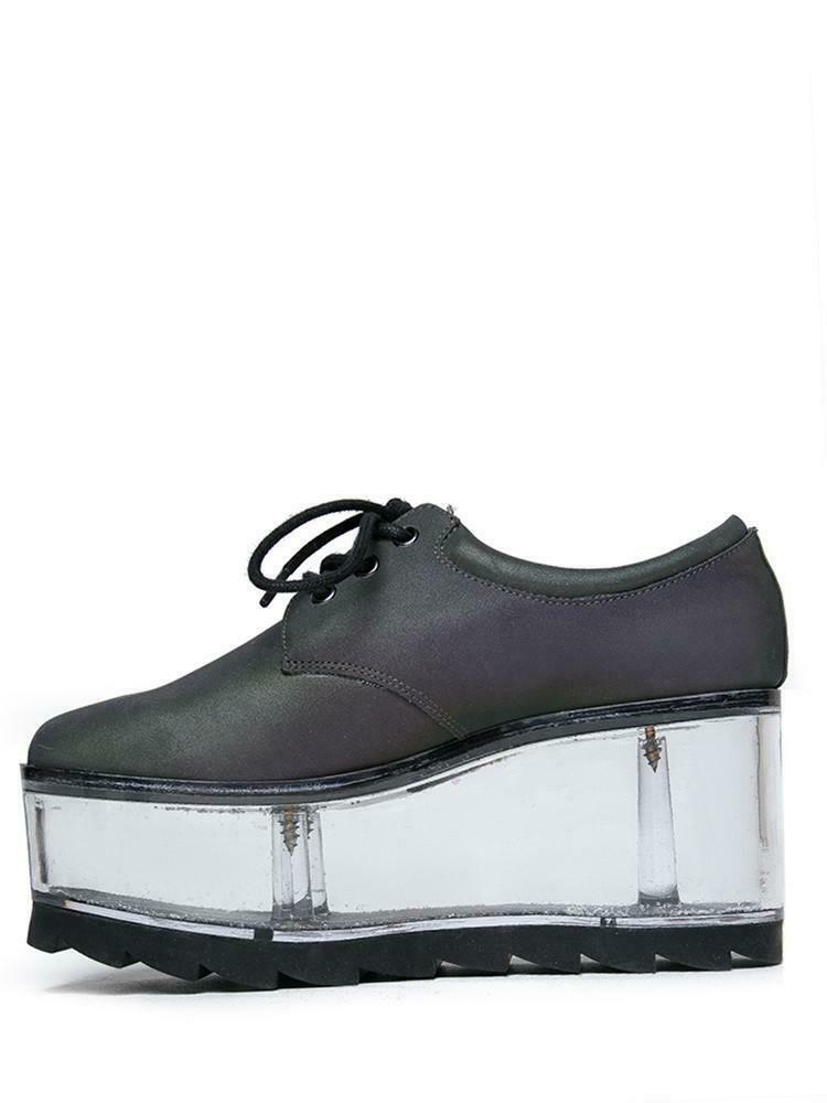 YRU Qloud 2091 Reflective Clear Compartment Gothic Punk Rave Platforms ...