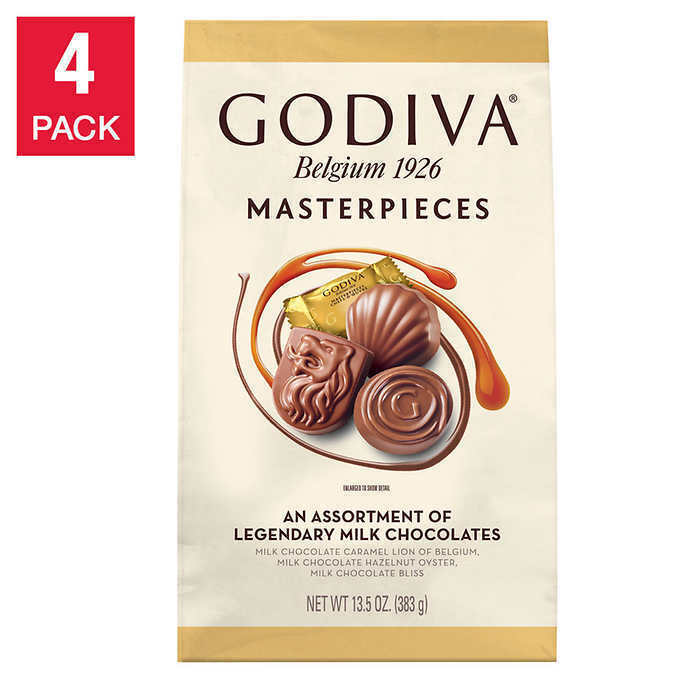 Primary image for 4x Godiva Masterpieces Assortment of Legendary Milk Chocolate 14.9 oz Each FRESH