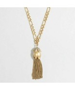 J.Crew Factory 23&quot; Tassel Pendant White Crystal Gold Tone Chain Necklace... - $27.71