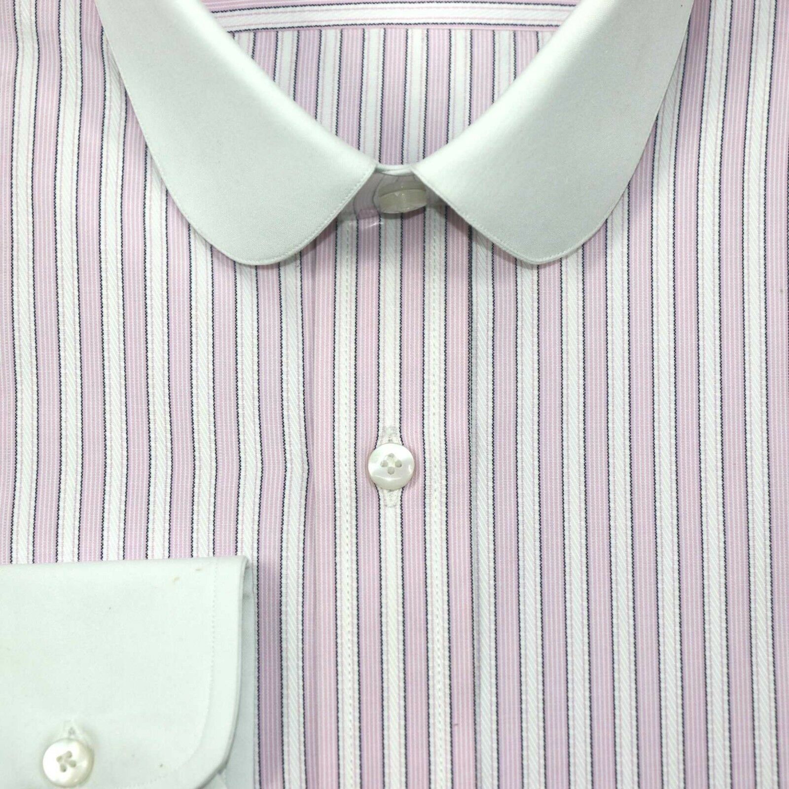 Peaky Blinders Pink stripes Mens Penny collar shirts Round Club Grandad ...