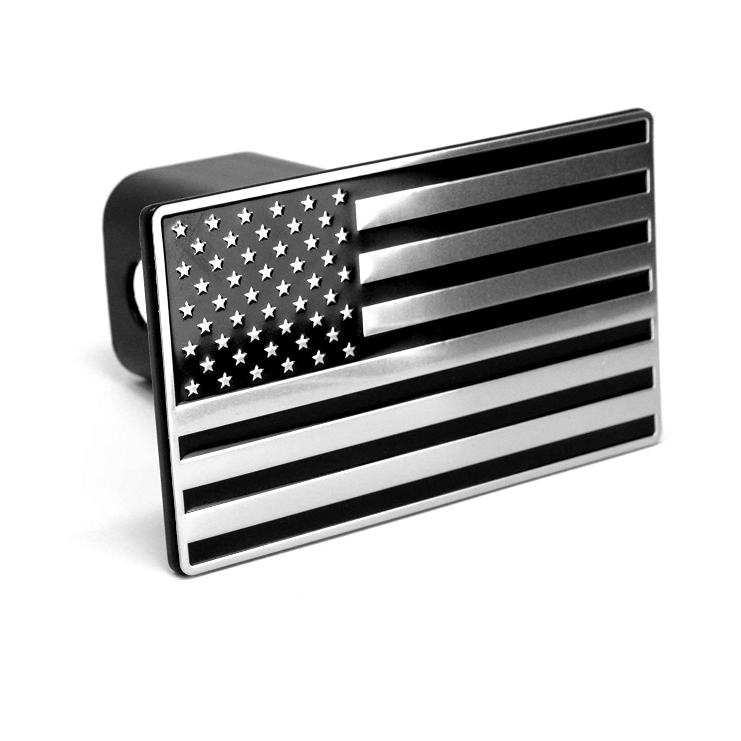 Usa Us American Black & Chrome L Trailer Hitch Cover Fits 2 Receivers