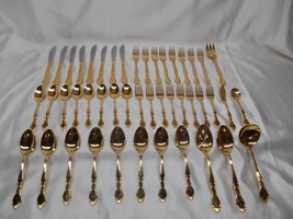 Old Vtg IMPERIAL 24K GOLD ELECTRO PLATED FLATWARE SILVERWARE LOT 46 FORK... - $98.99