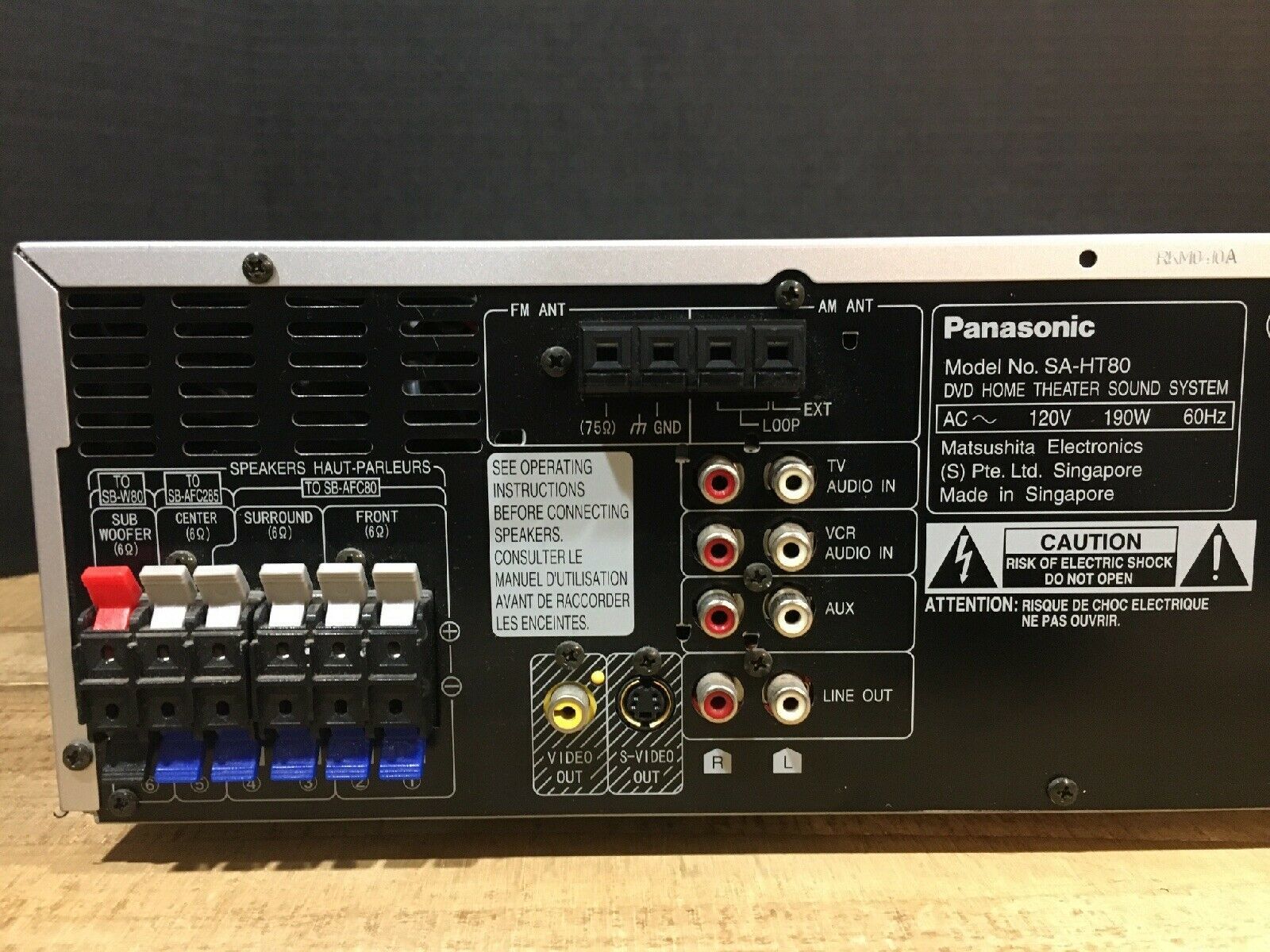 Panasonic SAHT80 5DVD/Video CD Changer Home Theater Sound System AS