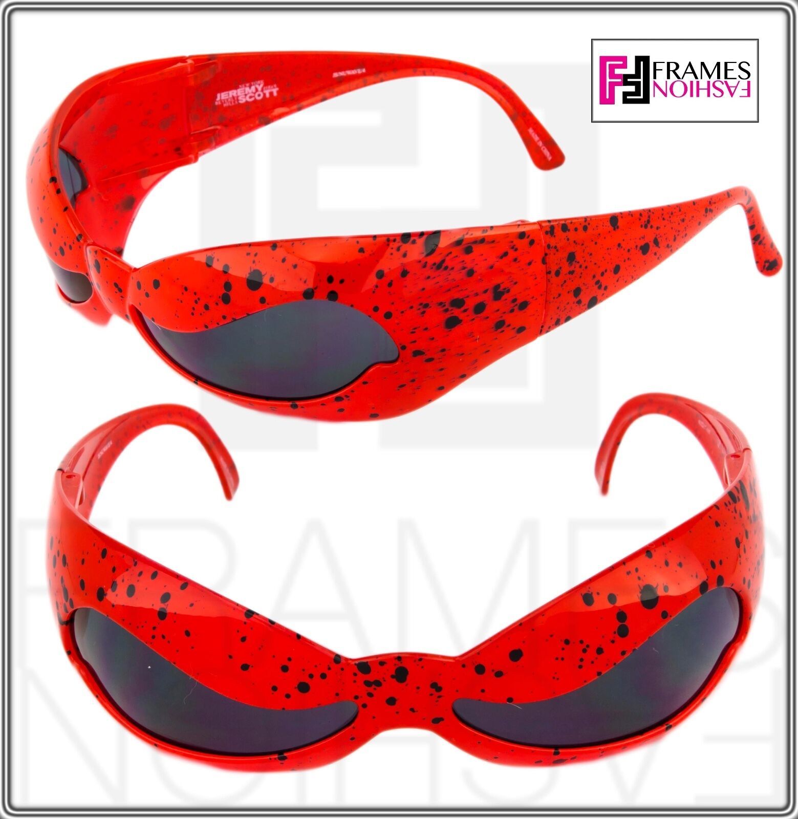 LINDA FARROW Jeremy Scott Superhero Red Splatter Wave Mask NUWAVE Sunglasses