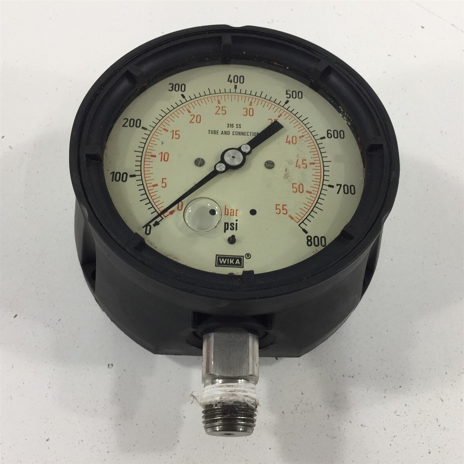 WIKA 0800PSI Pressure Gauge Bottom Mount 1/2" NPT Liquid Filled 4