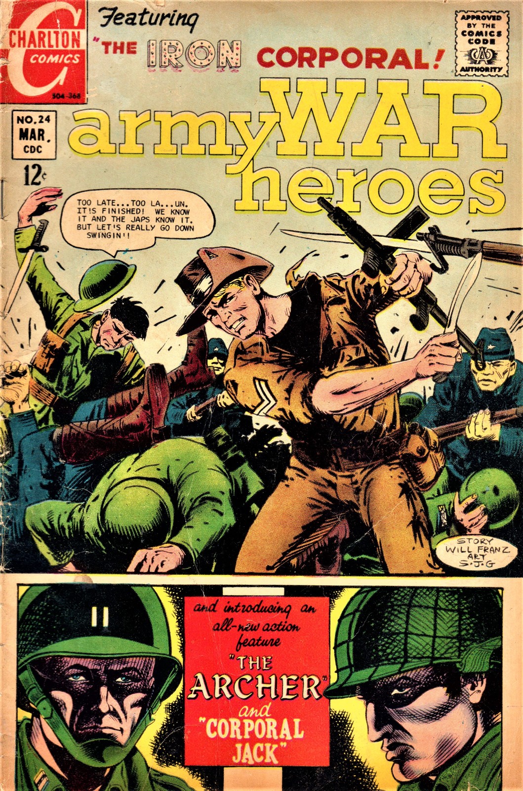 CHARLTON COMIC Vintage - ARMY WAR HERO'S -THE IRON CORPORAL- COMIC BOOK ...