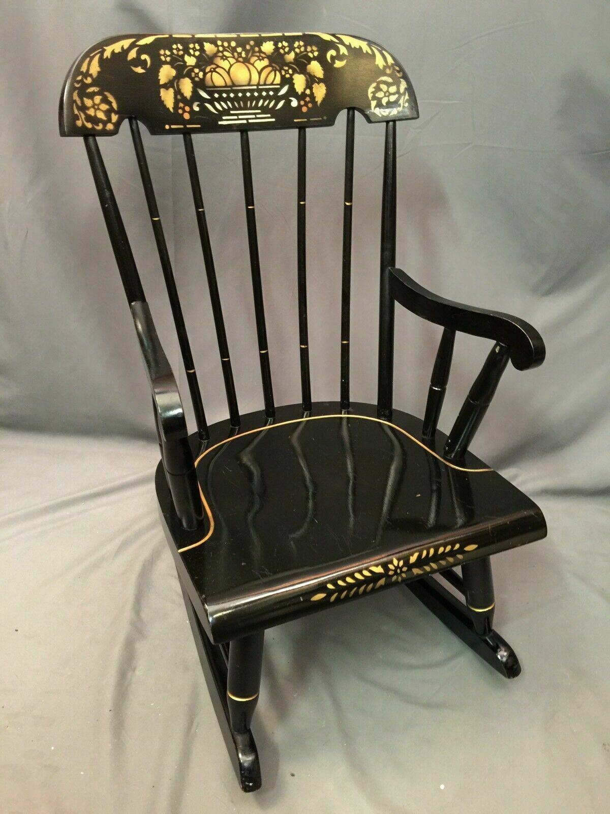 Nichols Stone Child Rocking Chair Vintage Windsor Black