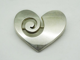 Samara Designer Signed Modernist Heart Swirl Pin Brooch MWS Signed - $49.00