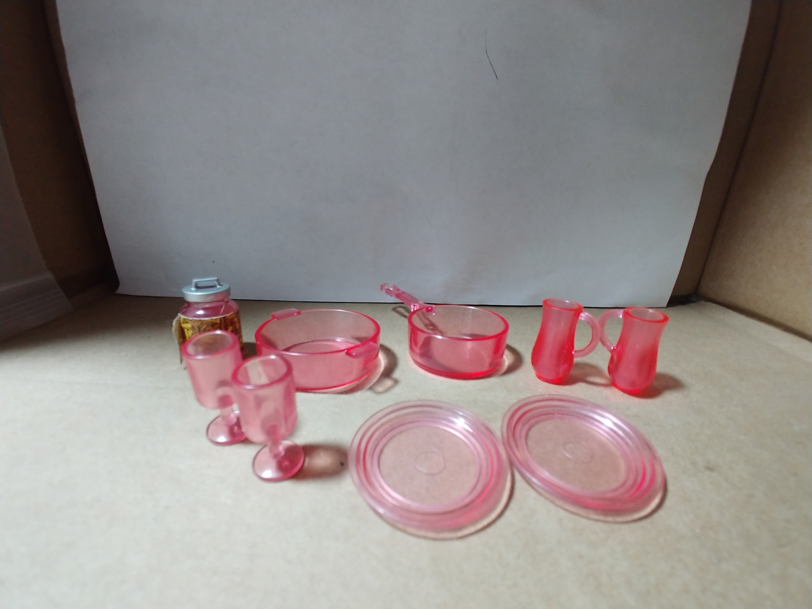 Barbie 9 piece Clear Pink Kitchen Dishes - Dolls, Clothing & Accessories