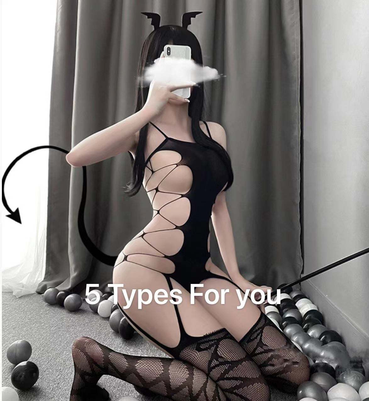 Sexy Lingerie 5 Types Teddies Bodysuit Erotic Outfit Open Crotch Stretch Mesh