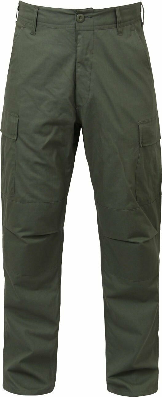 Olive Drab Solid Military Rip-Stop BDU Cargo Fatigue Pants - Pants