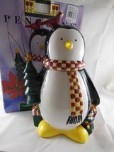 Debbie Mumm Christmas Penguin Earthenware Cookie Jar 12" Sakura - $39.59