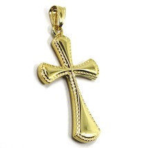 18K YELLOW GOLD CROSS, ROUNDED WITH FRAME 36mm, 1.42 inches, MADE IN ITALY image 2