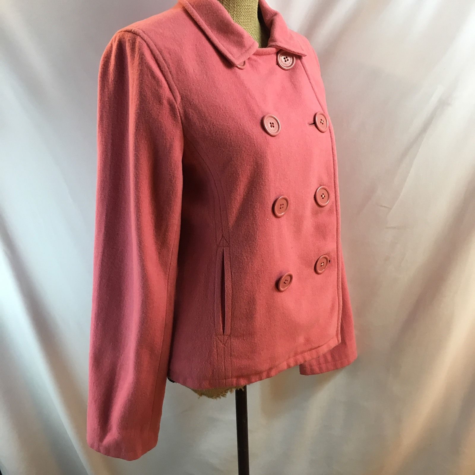 Abercrombie & Fitch Pink East Coast Vintage Pea Coat Wool Blend Lined ...