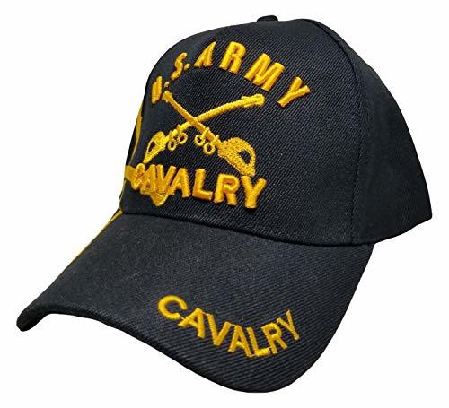 Army Calvary Baseball Cap with Sticker, United States US CAV Military, Black Hat