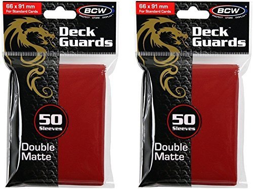 BCW 2 50ct Packs (100) Mat Deck Guard RED DOUBLE MATTE Finish for Standard Size